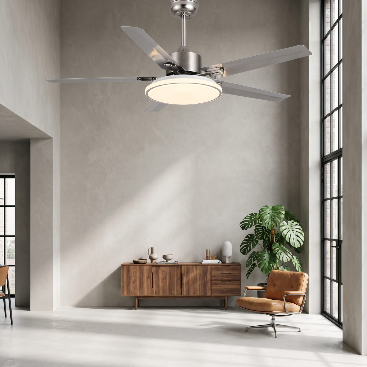 Modern Minimalist 6-Speed Reverse Stainless Steel Ceiling Fan