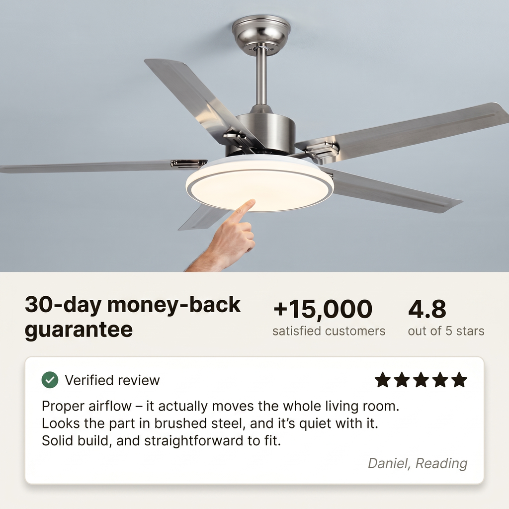 Modern Minimalist 6-Speed Reverse Stainless Steel Ceiling Fan
