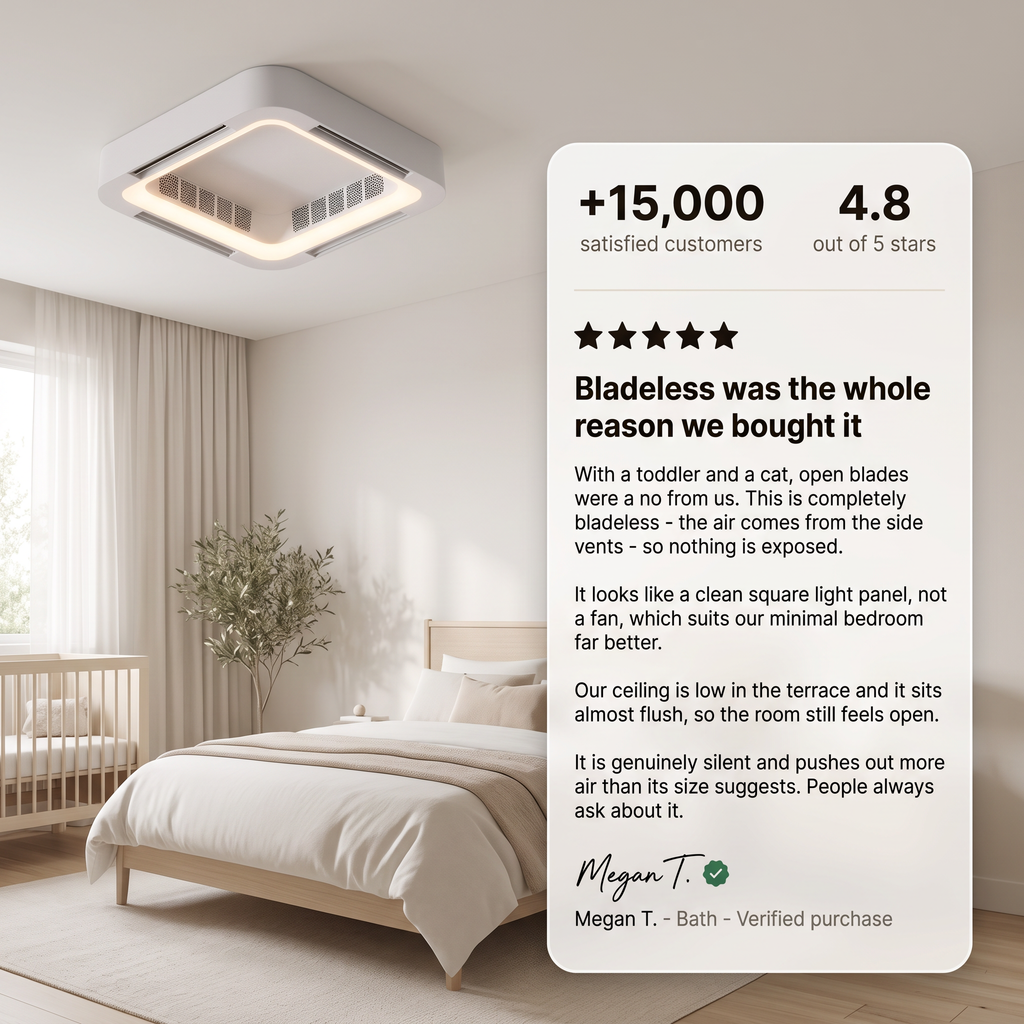 Modern Minimalist Mainless Lighting LED Bladeless Ceiling Fan Light