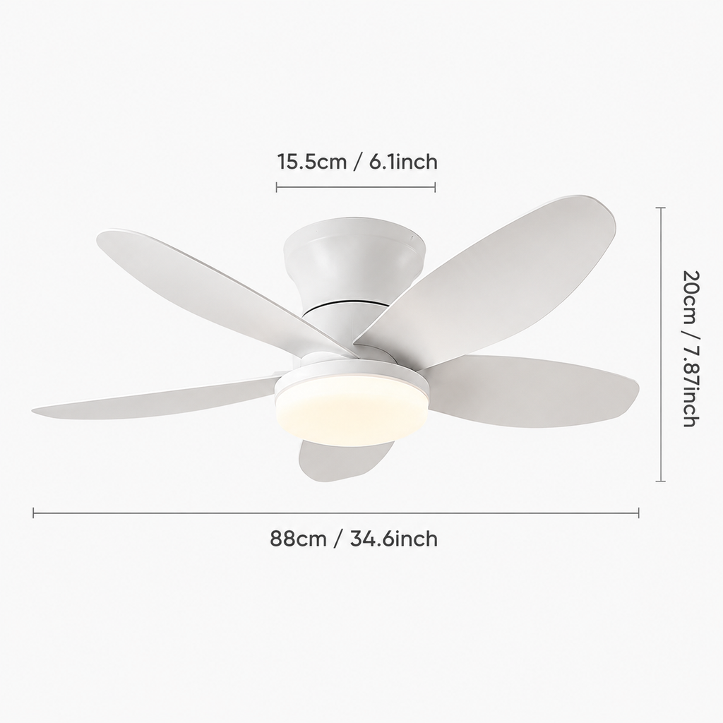 Ceiling Fan Light White Dimmable Remote Control