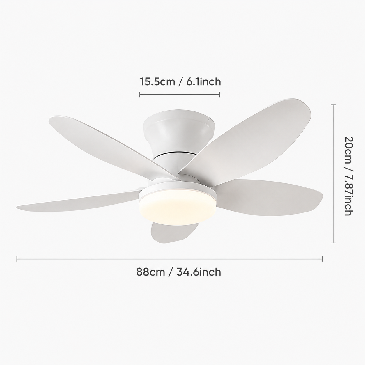 Ceiling Fan Light White Dimmable Remote Control