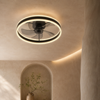 Ceiling Fan Light Round Ring Black Smart Dimmable