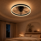 Ceiling Fan Light Round Ring Black Smart Dimmable