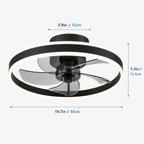 Ceiling Fan Light Round Ring Black Smart Dimmable