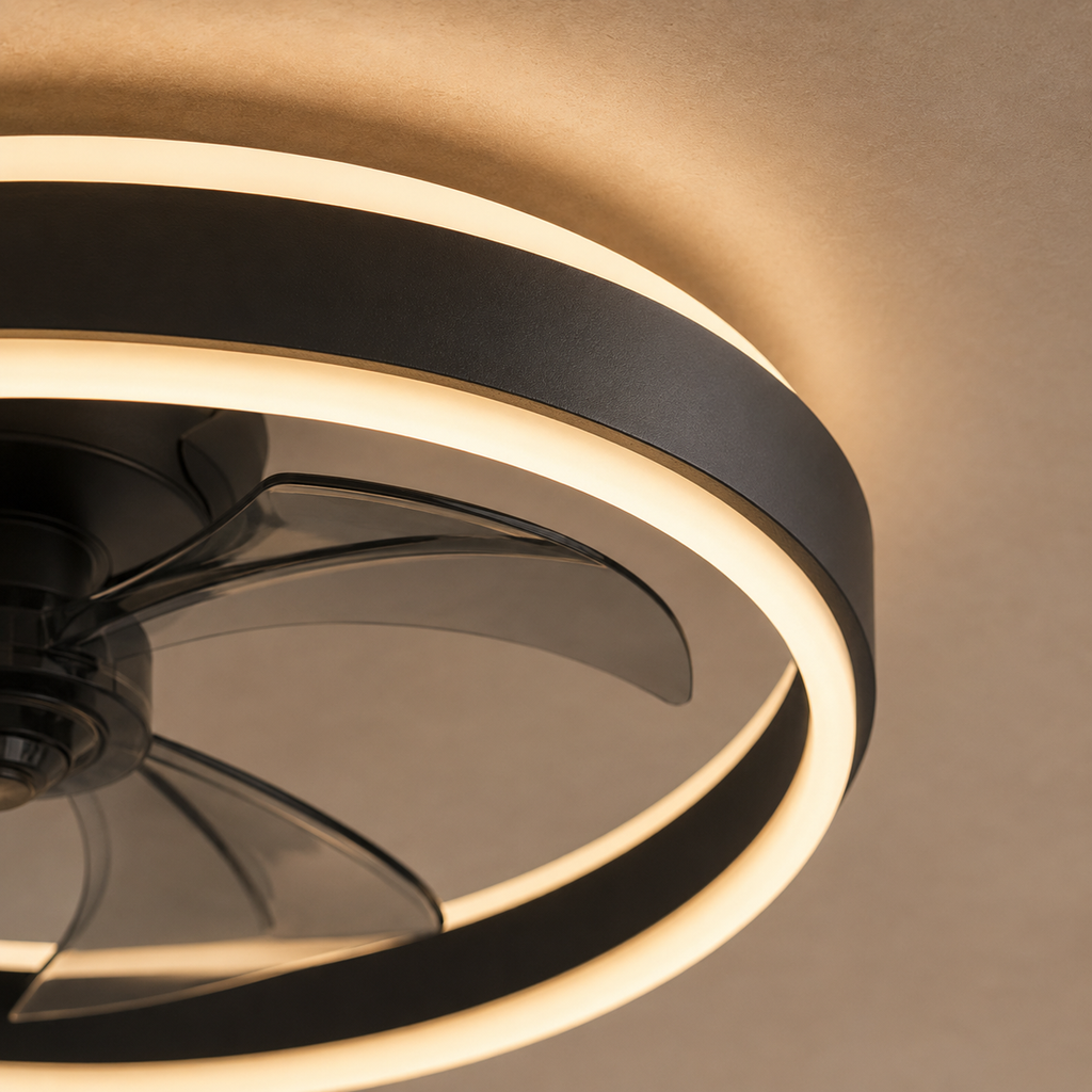 Ceiling Fan Light Round Ring Black Smart Dimmable
