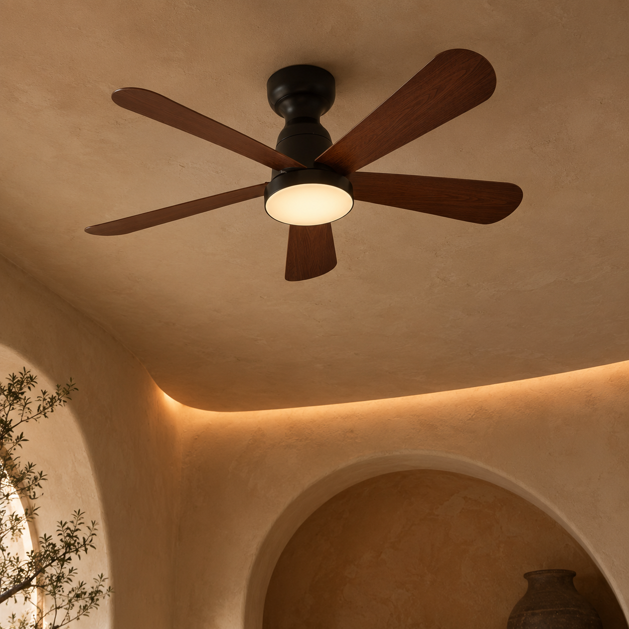 Ceiling Fan With Light Walnut Wood