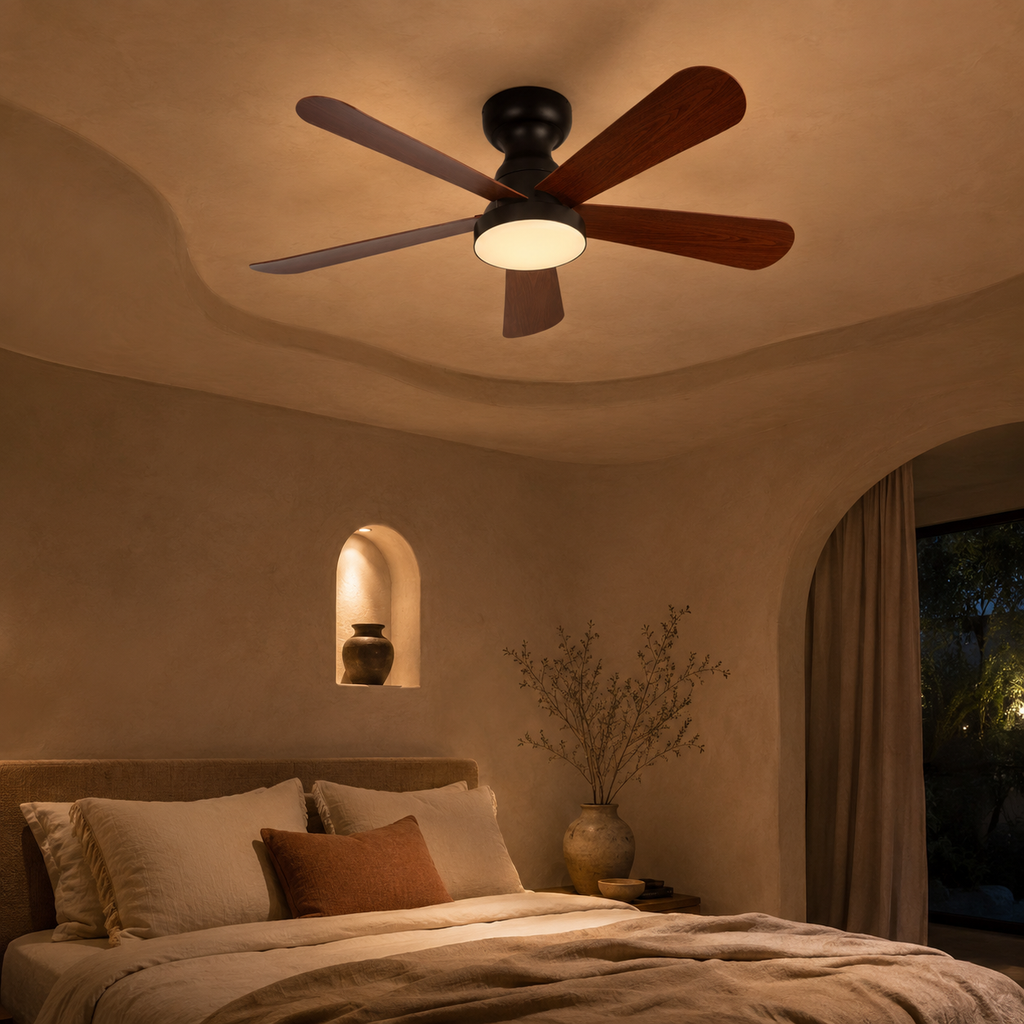 Ceiling Fan With Light Walnut Wood