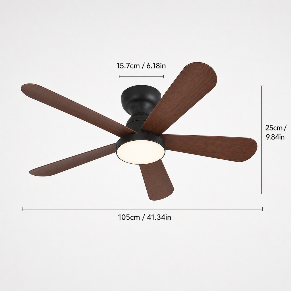 Ceiling Fan With Light Walnut Wood