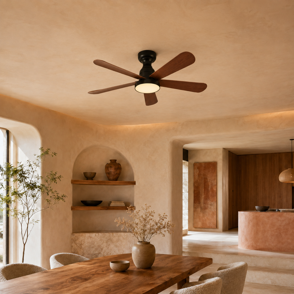 Ceiling Fan With Light Walnut Wood