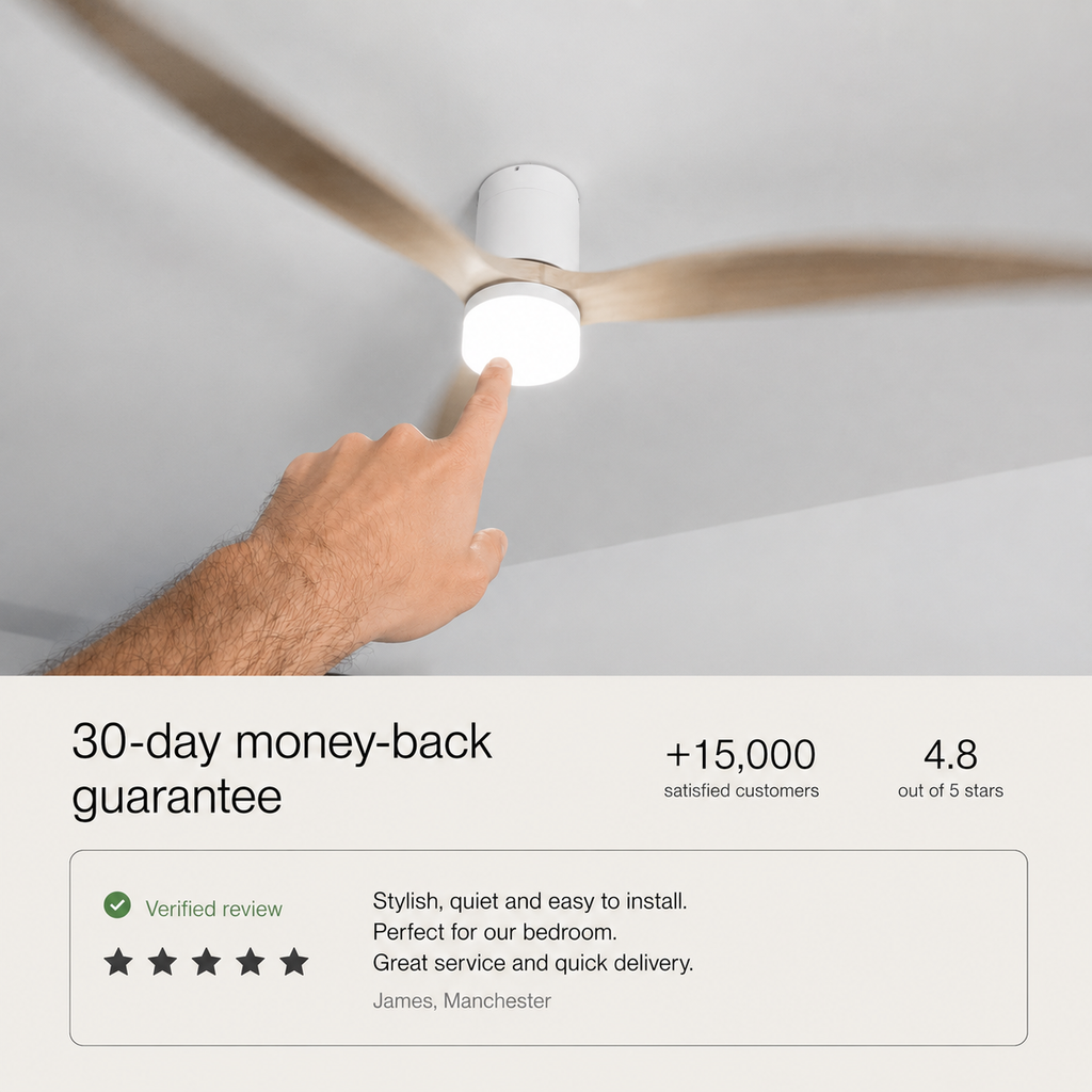 Modern Wood Grain Reverse 6-Speed Inverter Ceiling Fan Light