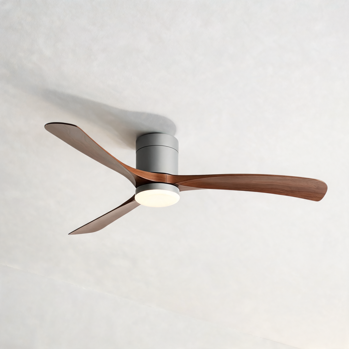 Modern Wood Grain Reverse 6-Speed Inverter Ceiling Fan Light