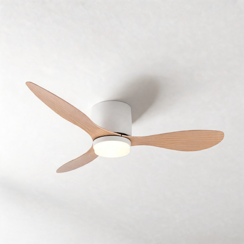 Modern Wood Grain Reverse 6-Speed Inverter Ceiling Fan Light