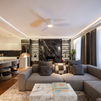 Modern Wood Grain Reverse 6-Speed Inverter Ceiling Fan Light