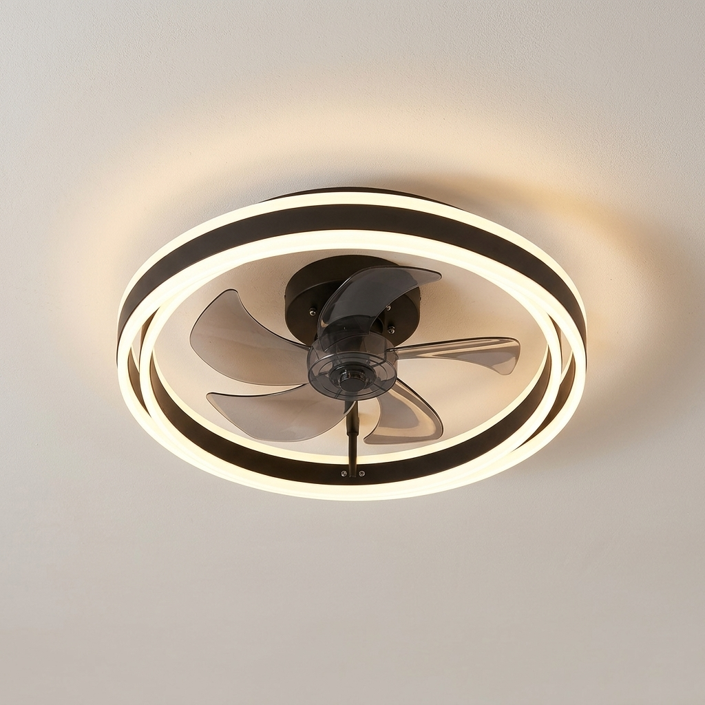 Ceiling Fan Light Round Ring Black Smart Dimmable