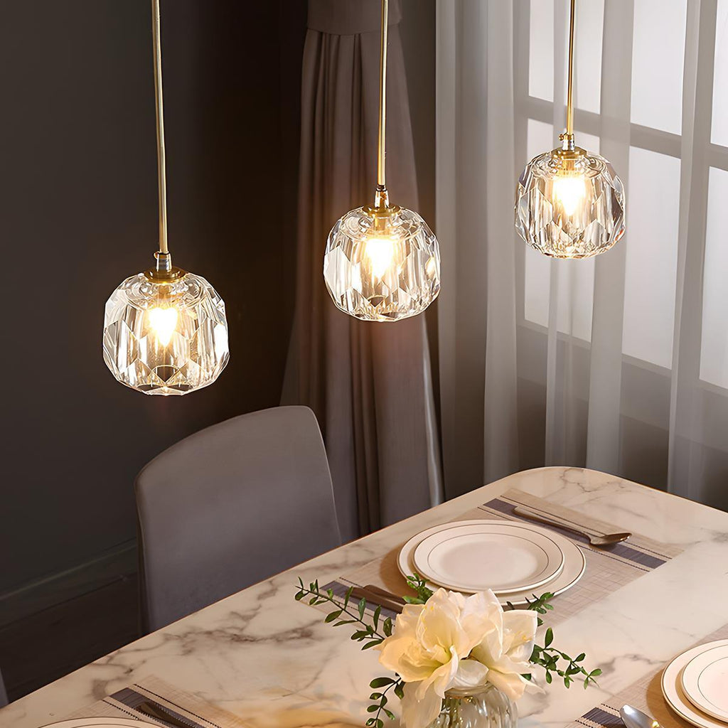 Modern Luxury Dimmable Brass Crystal Pendant Lights