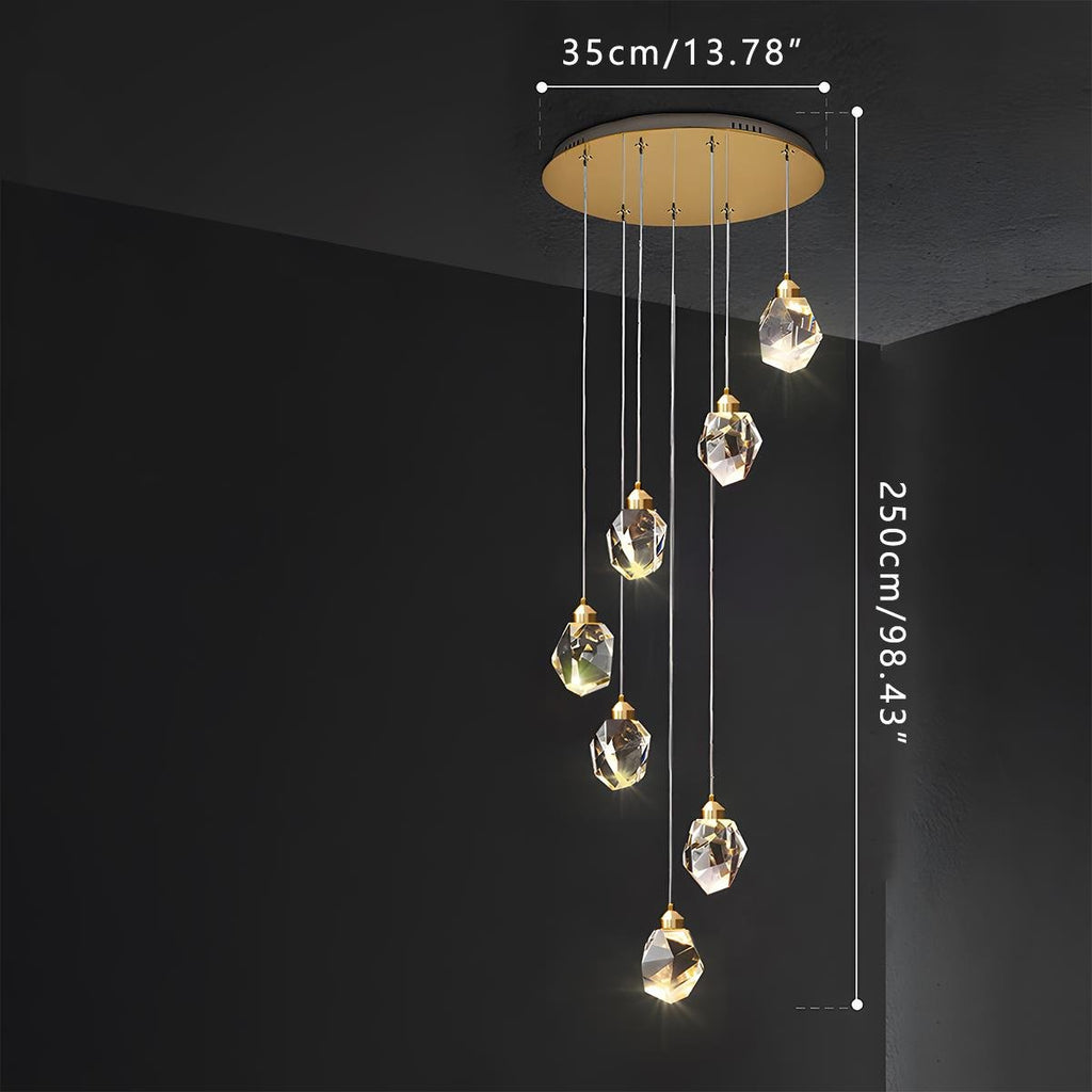 Modern Luxury Dimmable Brass Crystal Pendant Lights